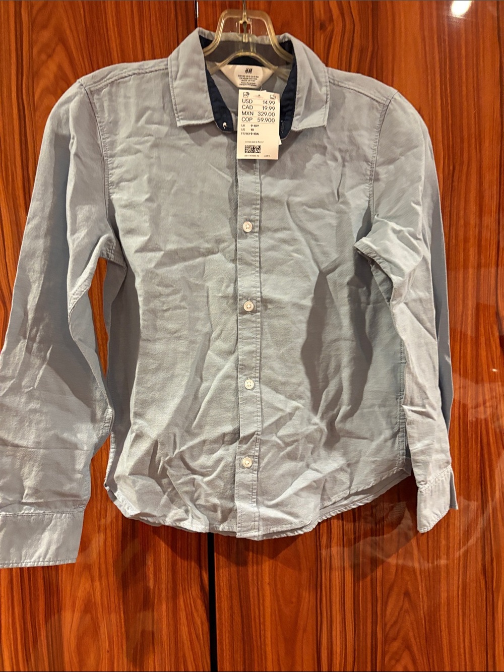 H&M Men's Pale Blue Button-Up Dress Shirt
